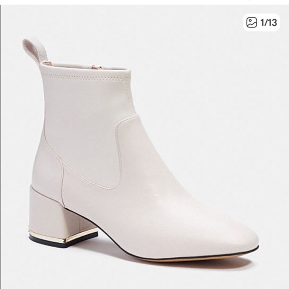 COACH Nala chalk white leather boot 9.5 - Picture 1 of 8